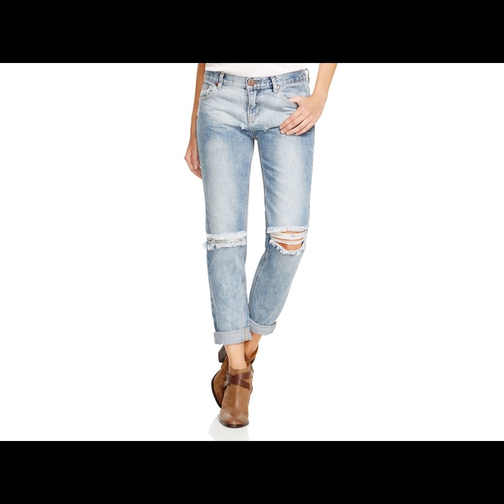 One teaspoon low rise ripped jeans!